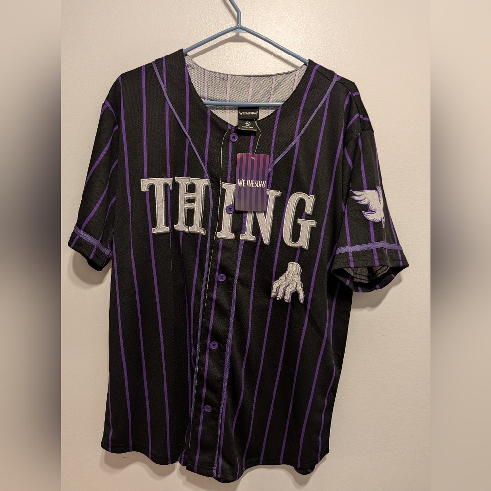 LG Black and Purple Striped Short Sleeve Tee